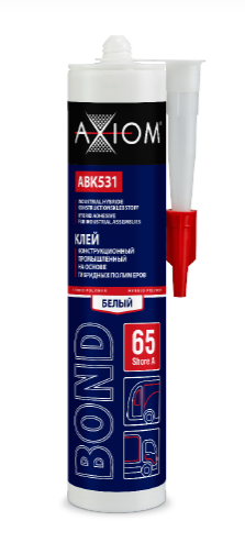 Клей конструкционный промышленный на основе гибридных полимеров, Шор А 65, белый 280 мл AXIOM ABK531