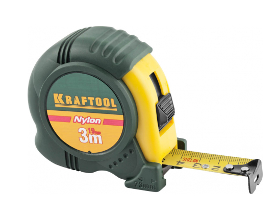 Рулетка 3м / 19мм KRAFTOOL NYLON с ударостойким обрезиненным корпусом